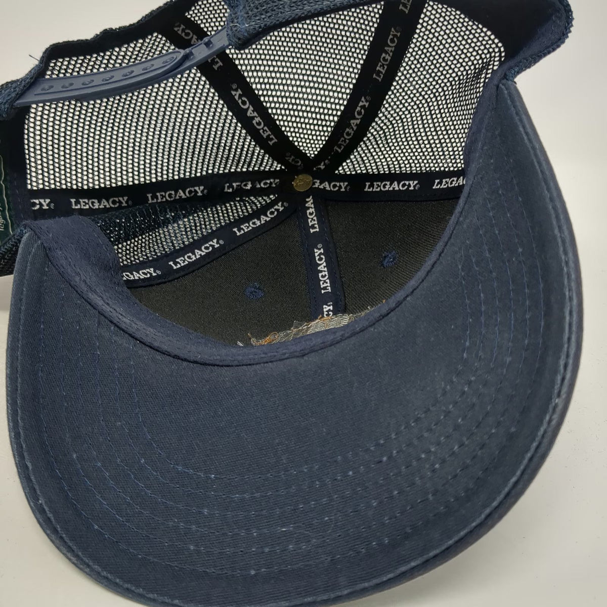 Legacy Trucker Hat Blue One Size Hanalei Kauai Hawaii Leather Patch Snapback