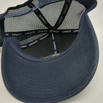 Legacy Trucker Hat Blue One Size Hanalei Kauai Hawaii Leather Patch Snapback