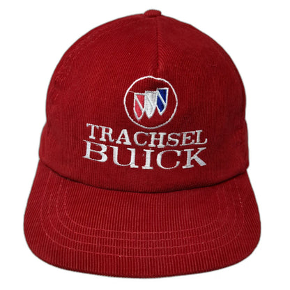 Trachsel Buick 5 Panel Red Hat One Size Corduroy Snapback Made in USA Logo