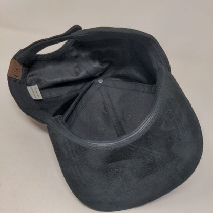 C.C Suede Strapback Hat Black One Size Adjustable 6 Panel Solid Blank