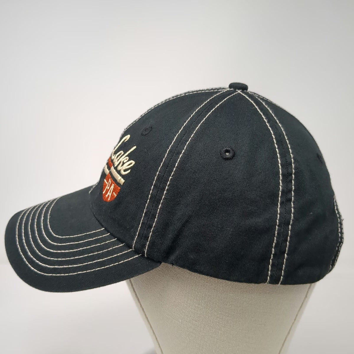 Baseball Cap Black One Size Otter Lake PA Contrast Stitch Slideback Cotton hat