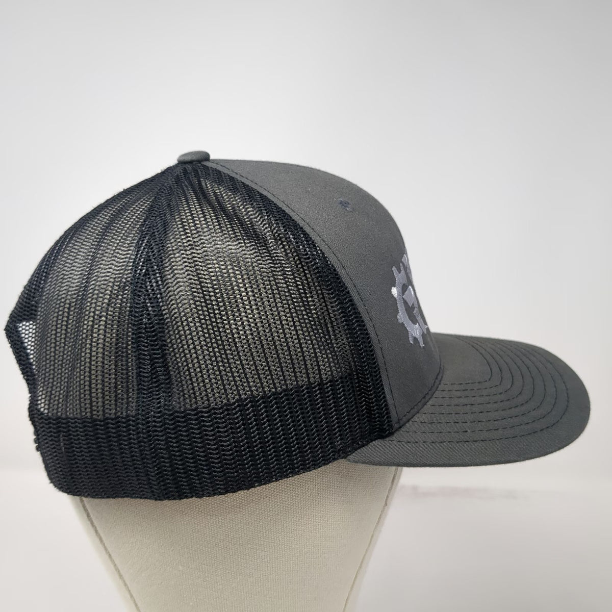 Richardson Trucker Hat Gray One Size Rogue Ridge Logo Mesh Back Snapback Cap