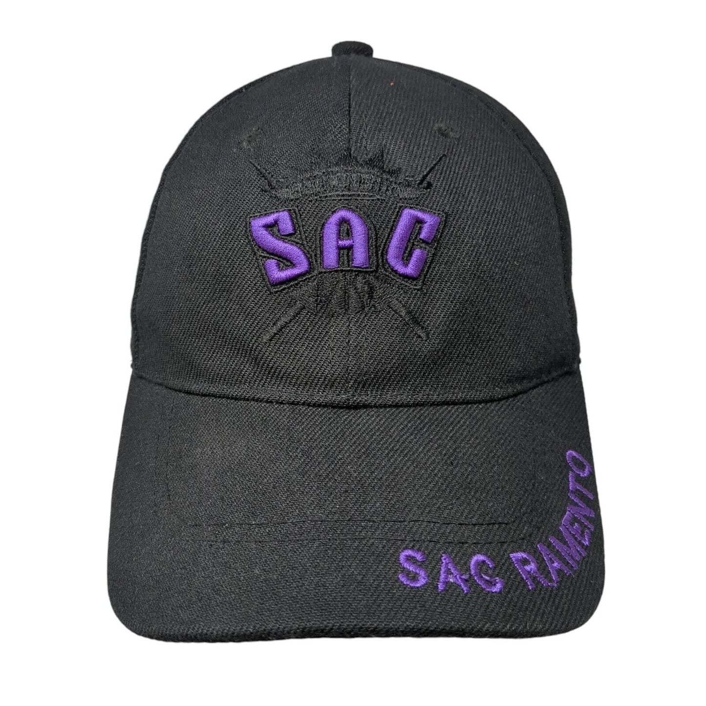 Sacramento Strapback Hat Black One Size Adjustable Embroidered Elite Headwear