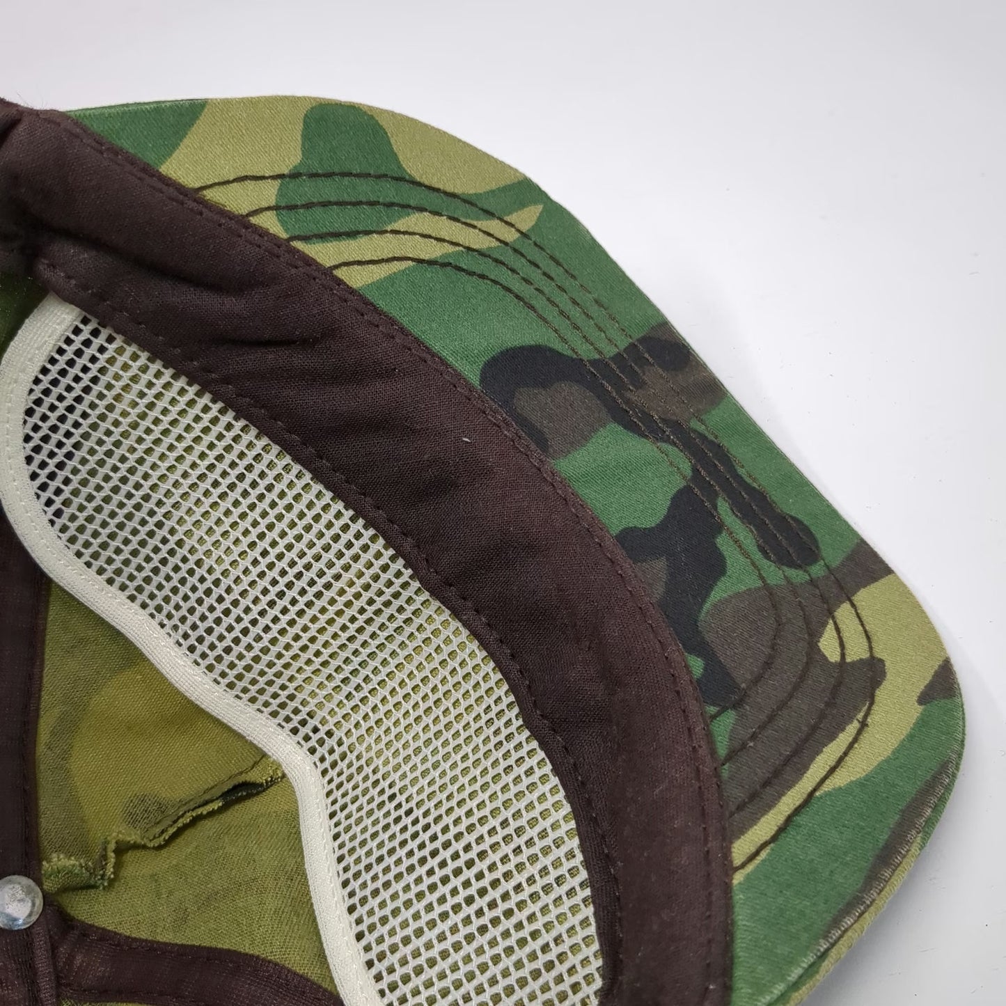 Trucker Green Camo Ranger Hat OS Snapback Made in USA Woodland Military Vintage