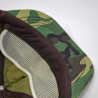 Trucker Green Camo Ranger Hat OS Snapback Made in USA Woodland Military Vintage