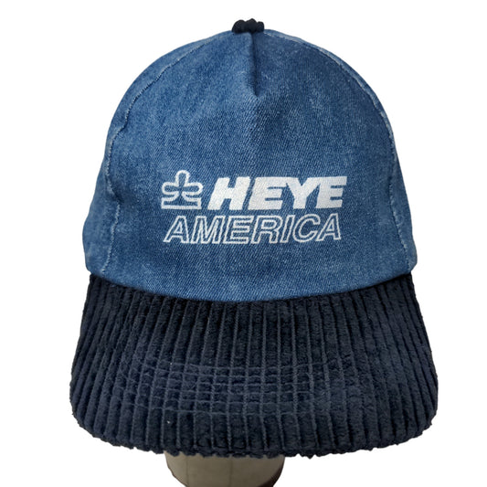 Heye America Men's Slideback Hat Blue OSFA Denim Corduroy Bill Vintage