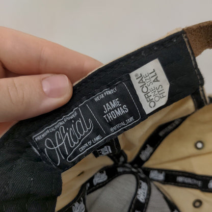 Official Slideback Hat Tan OSFA Leather Patch Adjustable Jamie Thomas