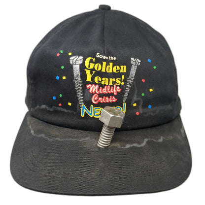 Papel Giftware 5 Panel Black Novelty Screw Midlife Crisis Snapback Hat Vintage