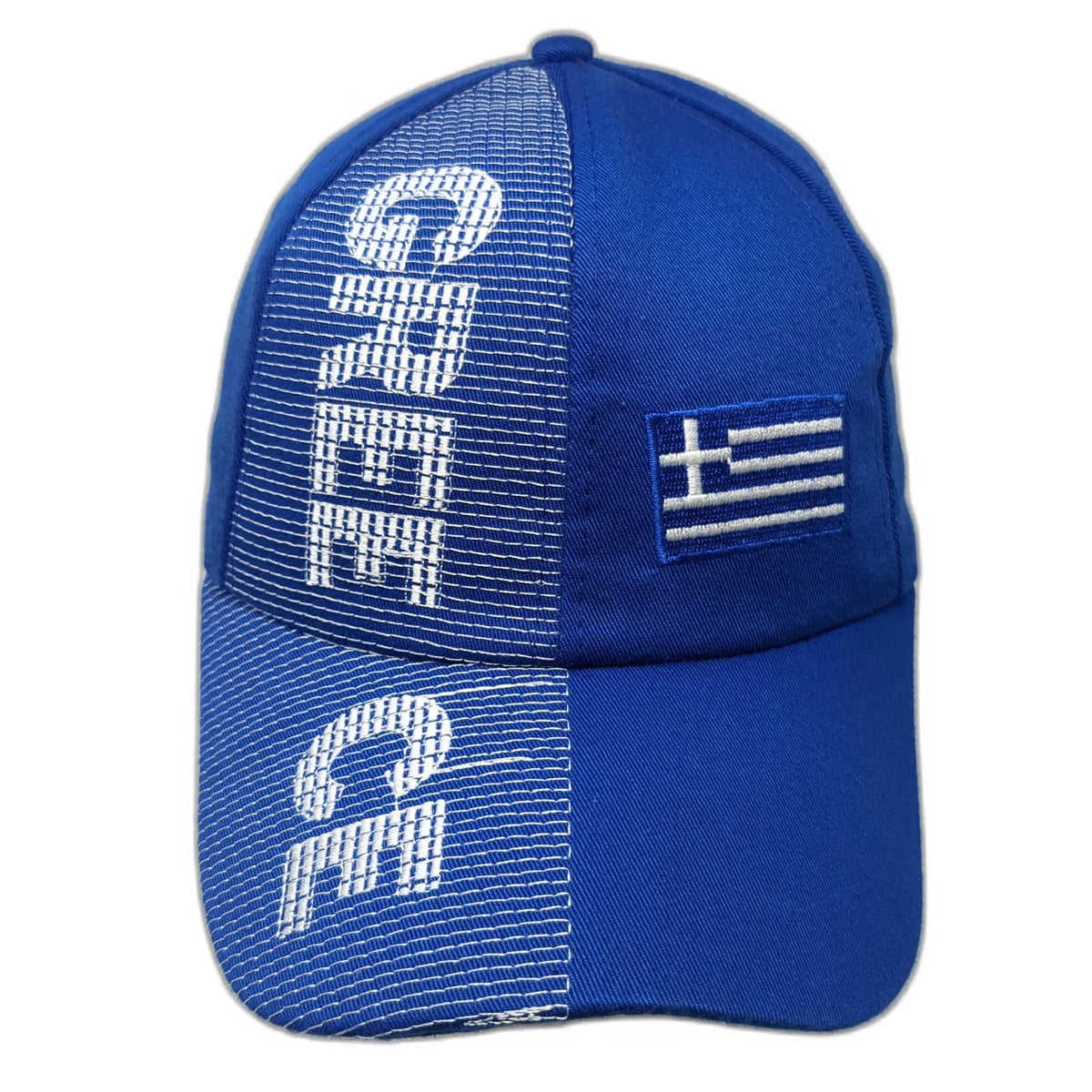 Blue Baseball Cap One Size Greece Flag Vertical Logo Strapback Travel Hat