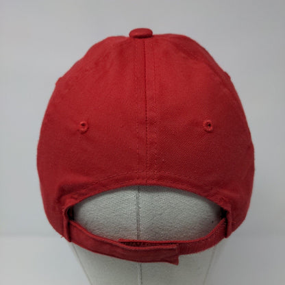 Heise Zip Strapback Hat Red OSFA Adjustable Embroidered Solid 6 Panel