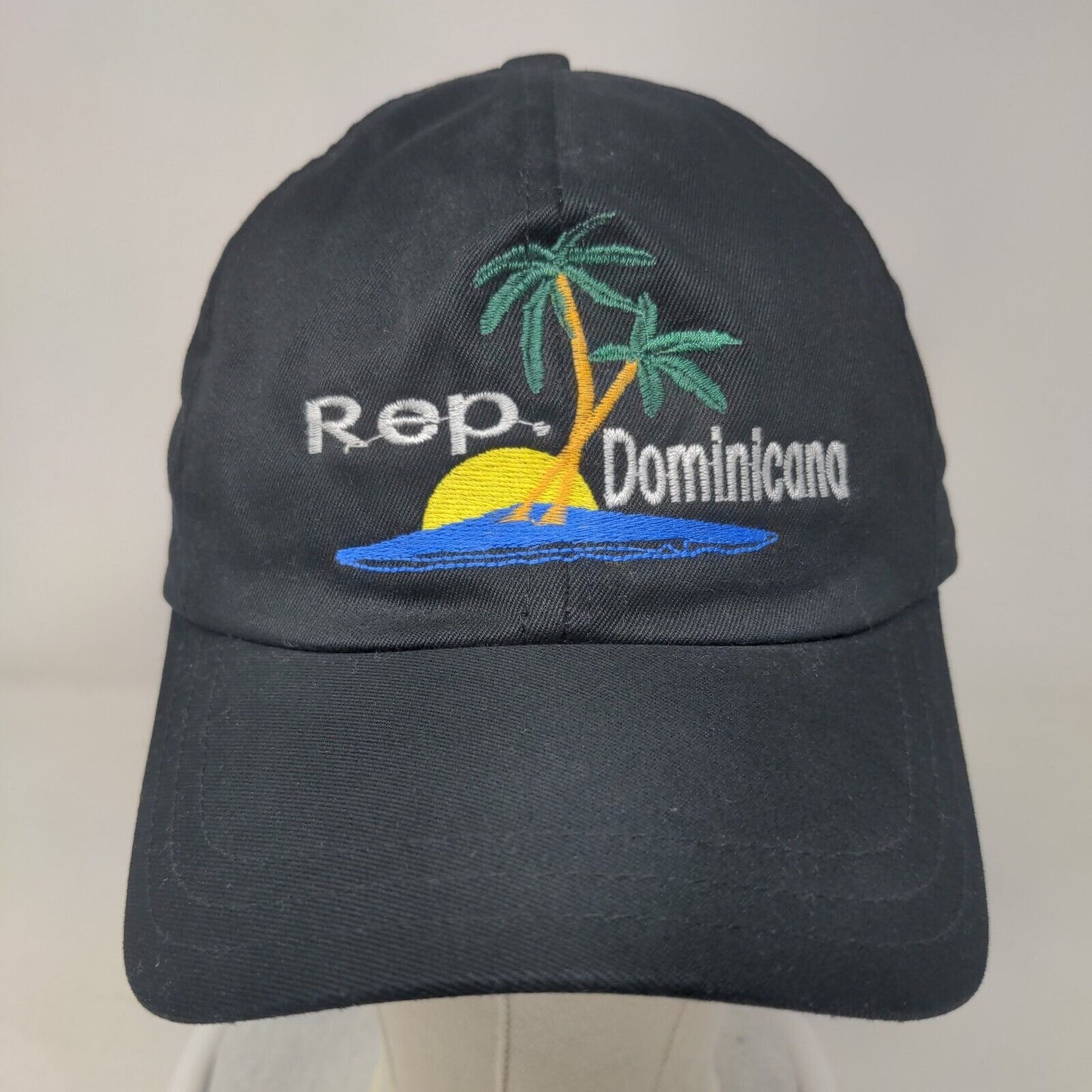 Rep. Dominicana Strapback Hat Black One Size Embroidered Tropical Island