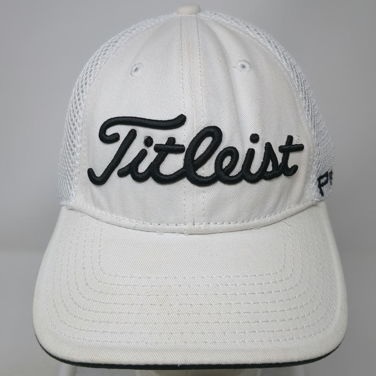 Titleist Baseball Cap White XL Pro V1 FootJoy Mesh Back Fitted Hat New Era