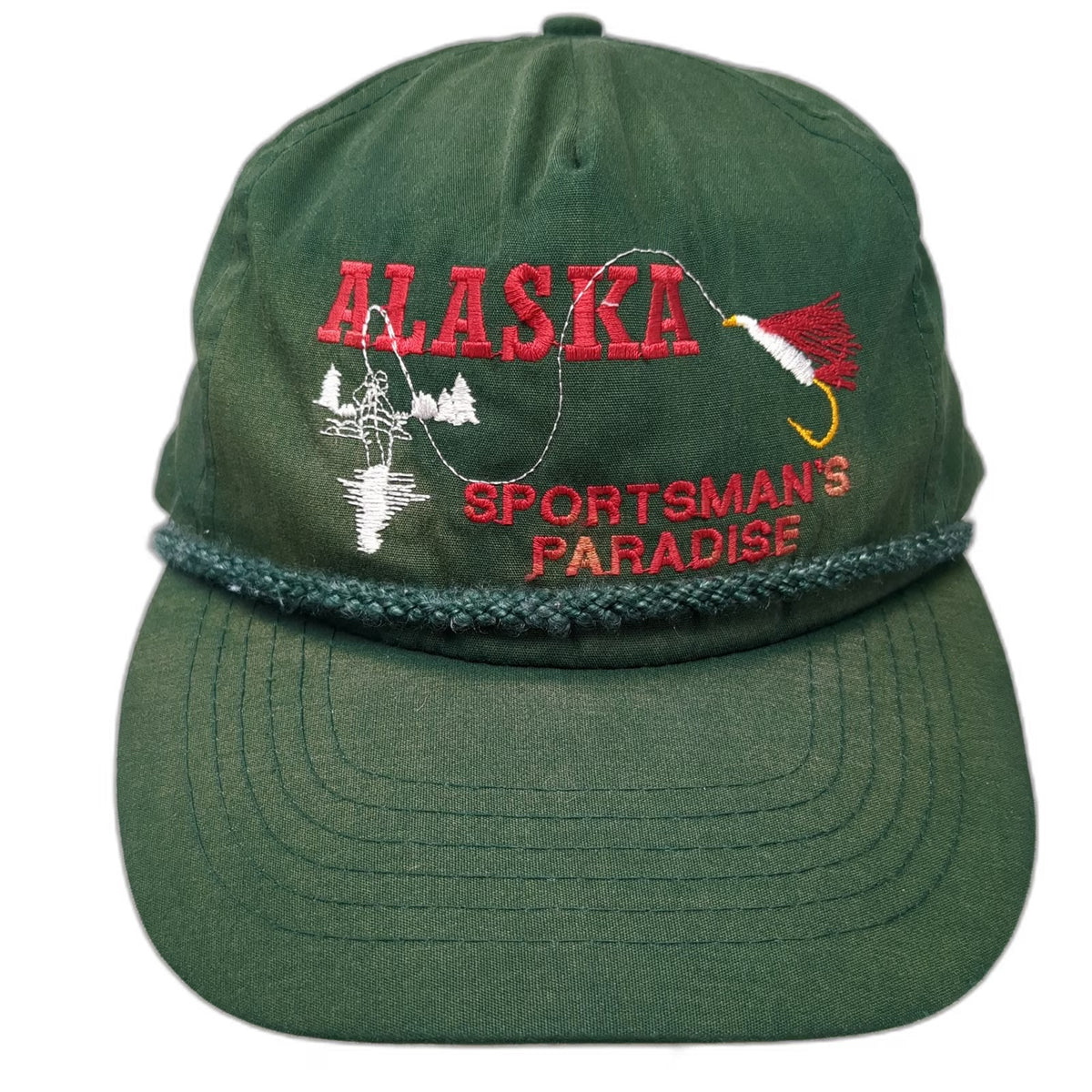 Otto Cap 5 Panel Green One Size Alaska Sportsman's Paradise Fishing Rope Hat