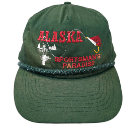 Otto Cap 5 Panel Green One Size Alaska Sportsman's Paradise Fishing Rope Hat