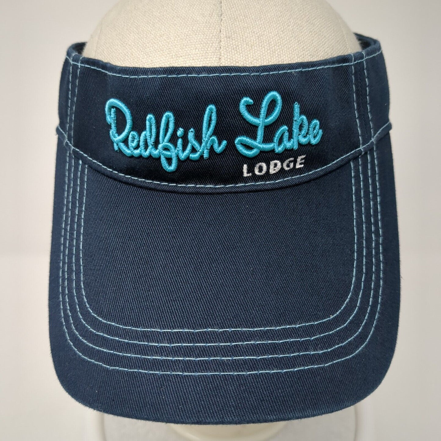 Redfish Lake Lodge Strapback Sun Visor Hat Blue One Size Gear For Sports
