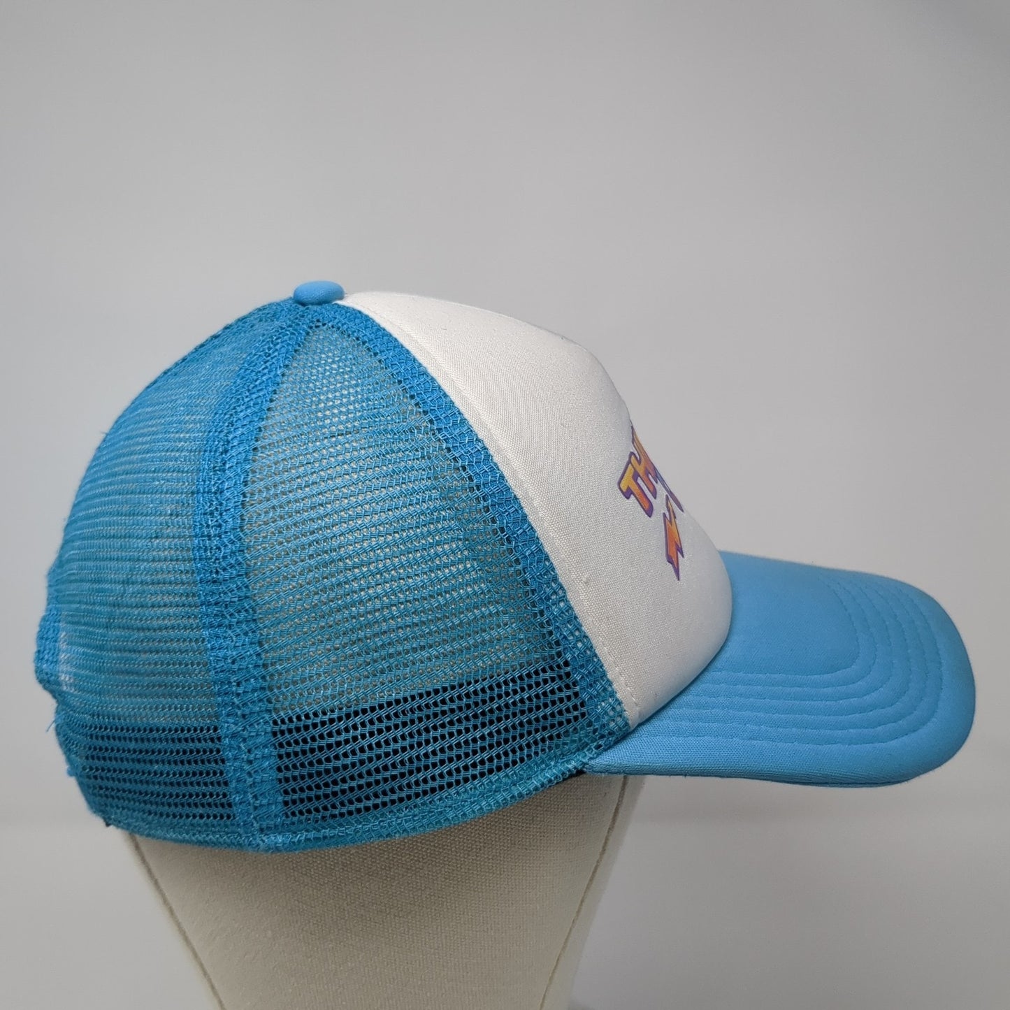 Thinking Cap Snapback Trucker Hat Blue One Size Mesh Back Stranger Things