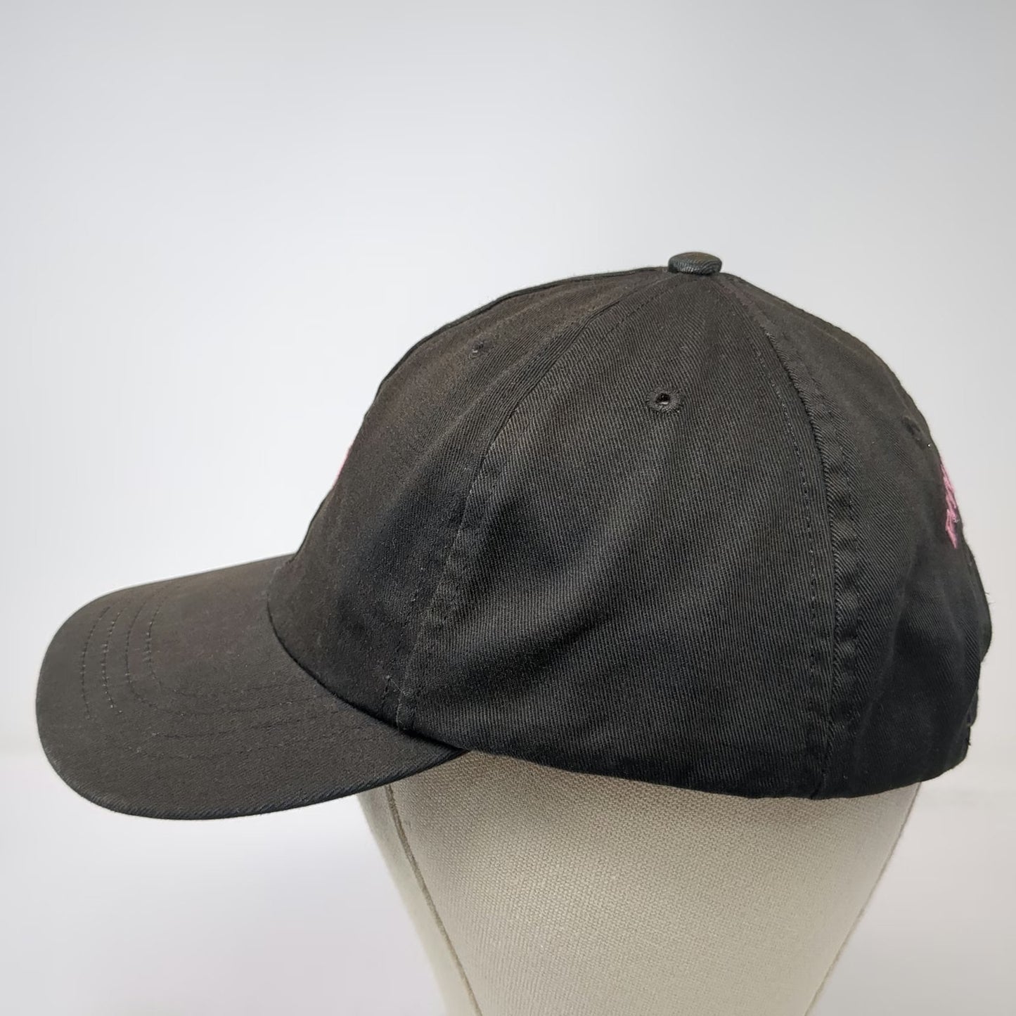 Ralph Lauren Black Label Black Pink Pony Embroidered Logo Slideback Hat Vintage
