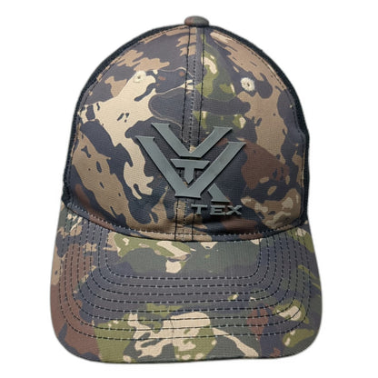 Vortex Optics Trucker Hat Brown Camo One Size Snapback Mesh Raised Rubber Logo