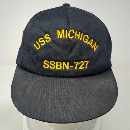 USS Michigan SSBN-727 Navy Submarine Hat 5 Panel Blue One Size Snapback USA