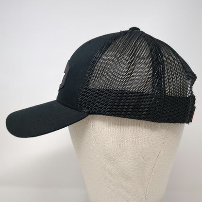 Pendleton Whisky Trucker Hat Black One Size Snapback Mesh Rubber Bronco Patch