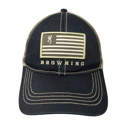 Browning Flag Snapback Trucker Hat Black One Size Mesh Back Adjustable