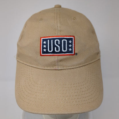 USO Support Our Heroes Slideback Hat Tan OS Adjustable Embroidered Cotton