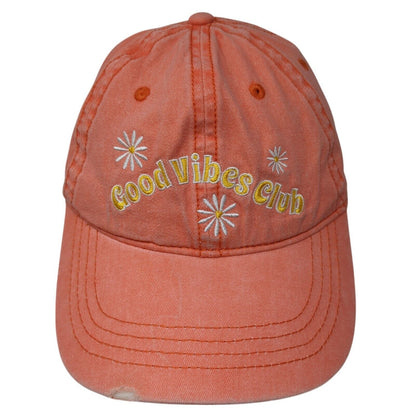 Good Vibes Club Slideback Hat Orange One Size Adjustable Floral Distressed