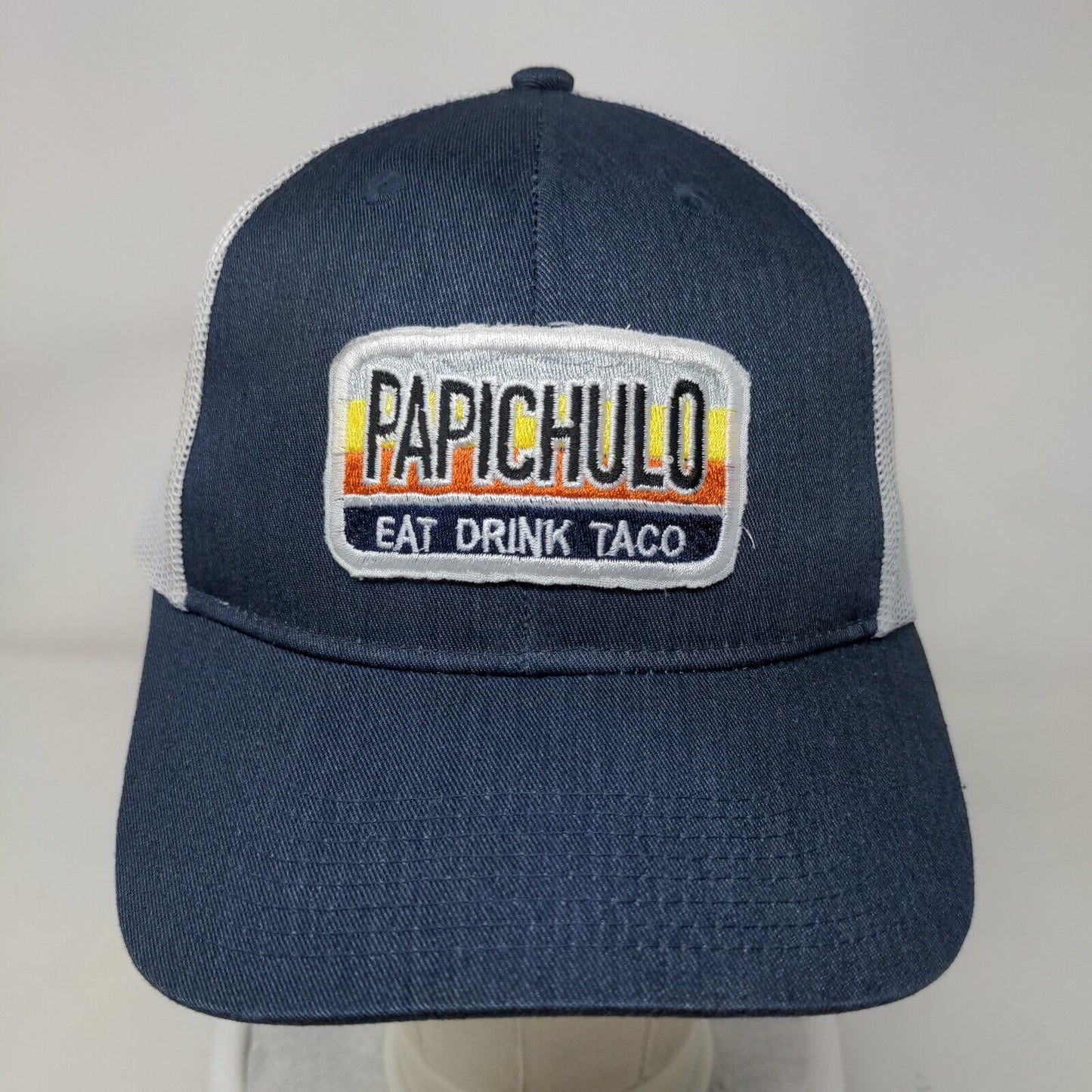 Papichulo Eat Drink Taco Snapback Mesh Back Trucker Hat Blue One Size