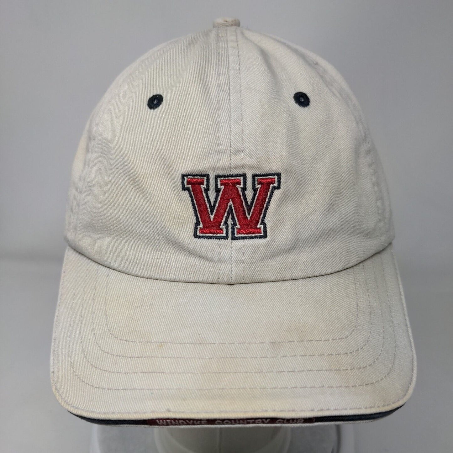 Letter W Slideback Hat Tan One Size Embroidered 6 Panel Pukka Golf