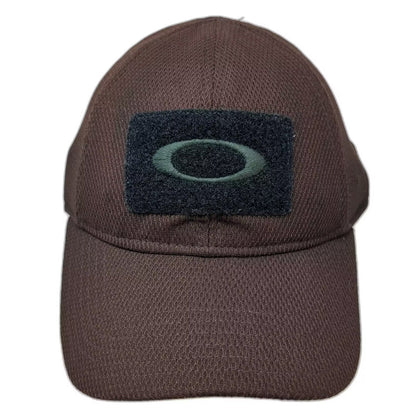 Oakley Baseball Cap Brown Size M Fitted A-FLEX Stretch Fit Patch Embroidered Hat