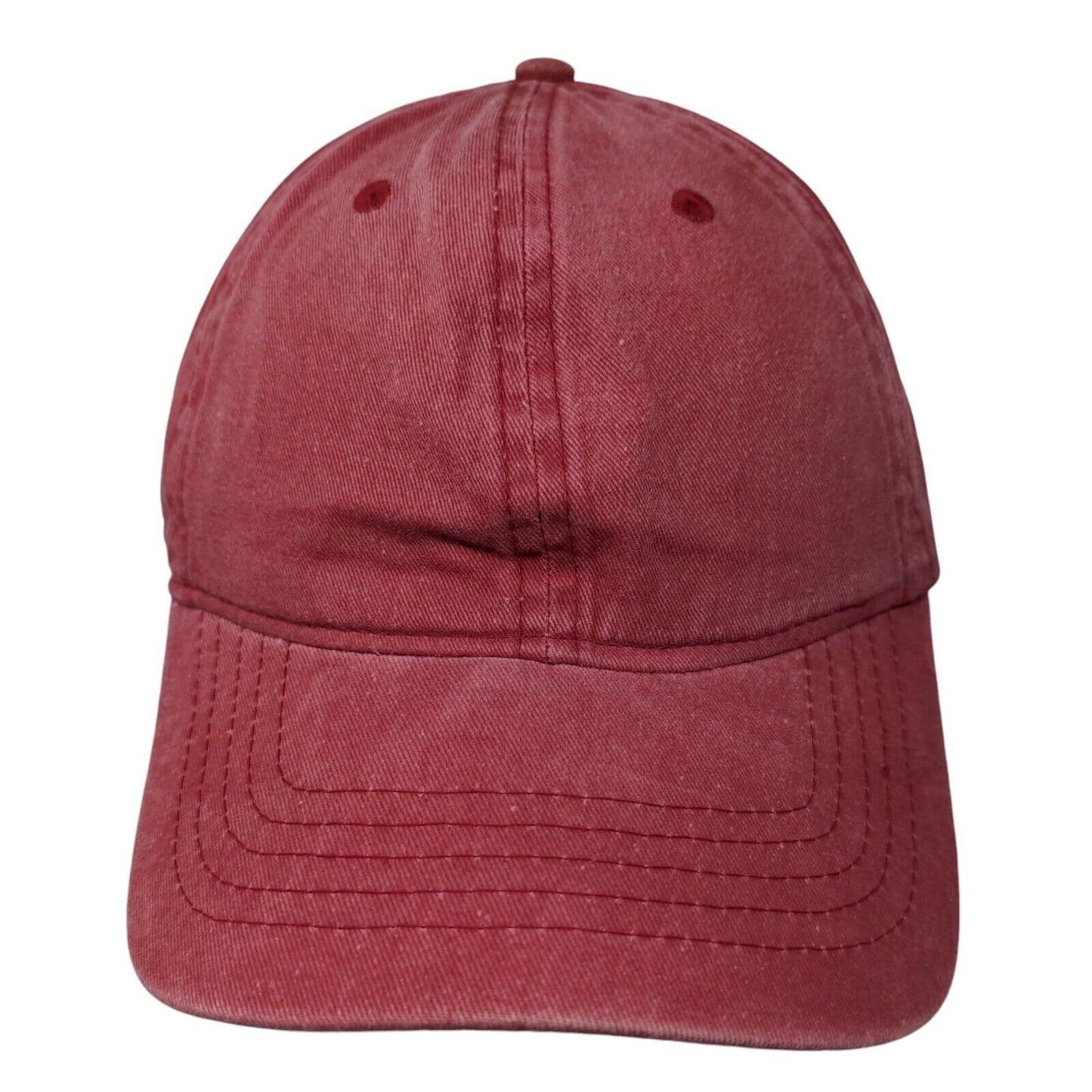Unbranded Strapback Hat Red OSFM Adjustable Vented Holes 6 Panel Blank