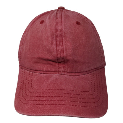 Unbranded Strapback Hat Red OSFM Adjustable Vented Holes 6 Panel Blank