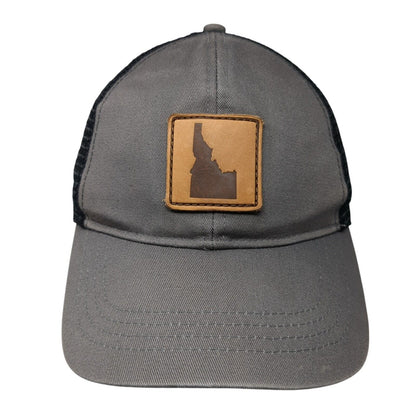 Idaho State Leather Patch Snapback Trucker Hat Gray One Size Mesh Back