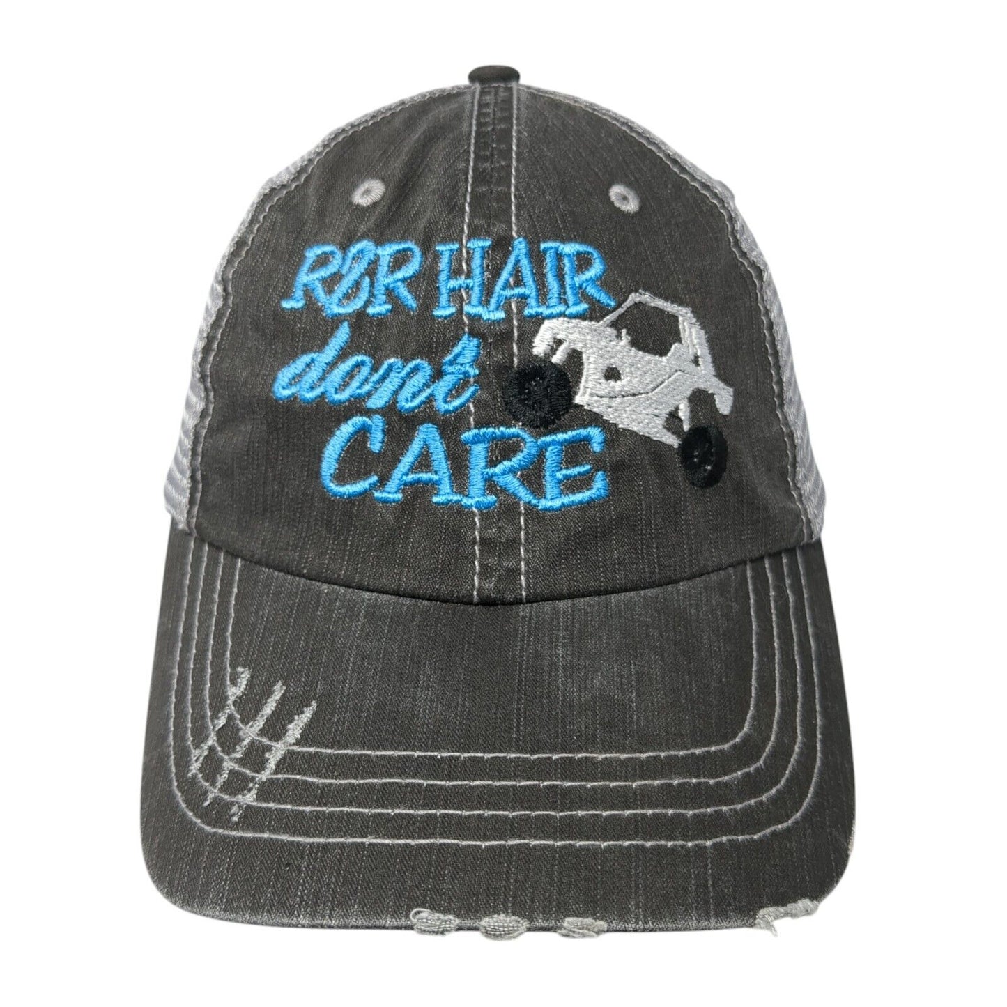 HG Strapback Trucker Hat Gray One Size Hair Don't Care Embroidered