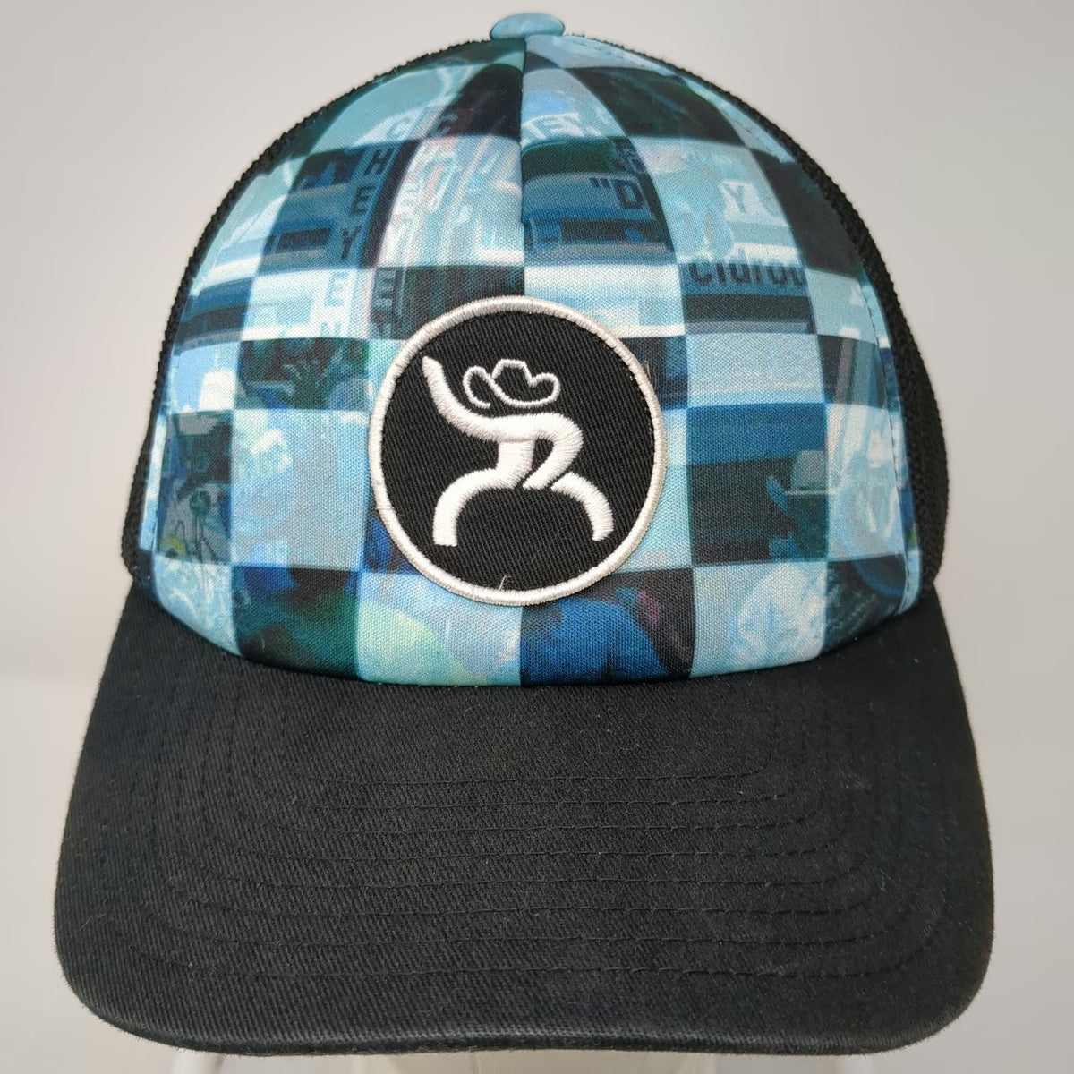 Hooey Trucker Hat Blue One Size Mesh Back Checkerboard Snapback Logo Patch
