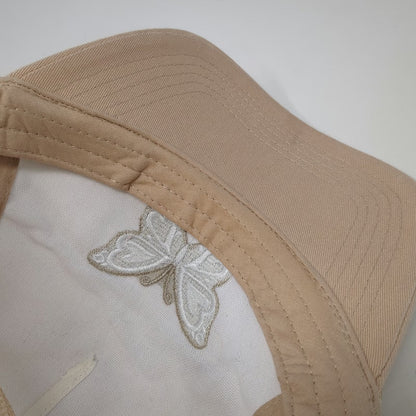 H&M Divided Trucker Hat Beige One Size Mesh Back Embroidered Butterfly Snapback