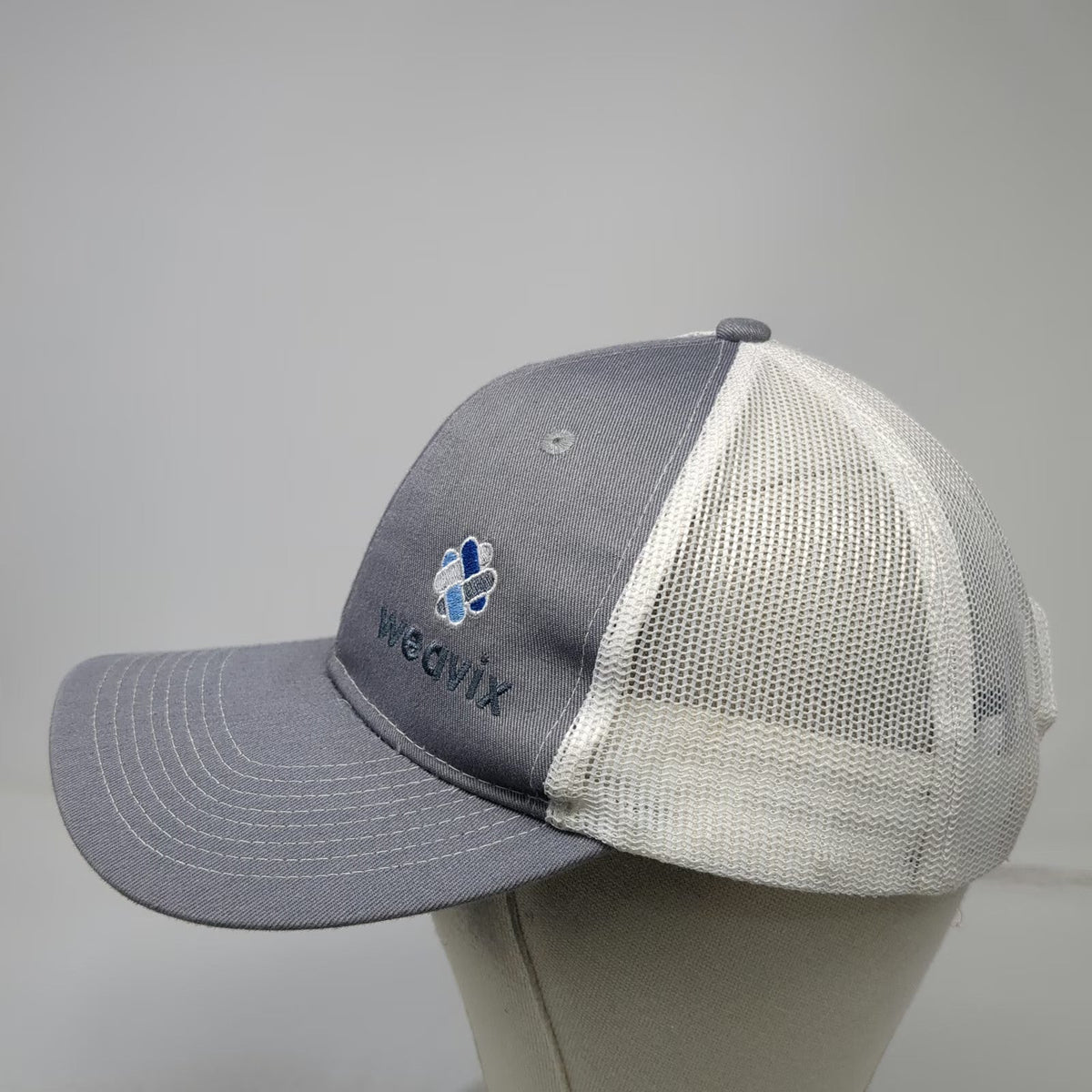 Port Authority Trucker Hat Gray White One Size Weavix Logo Snapback Mesh Back