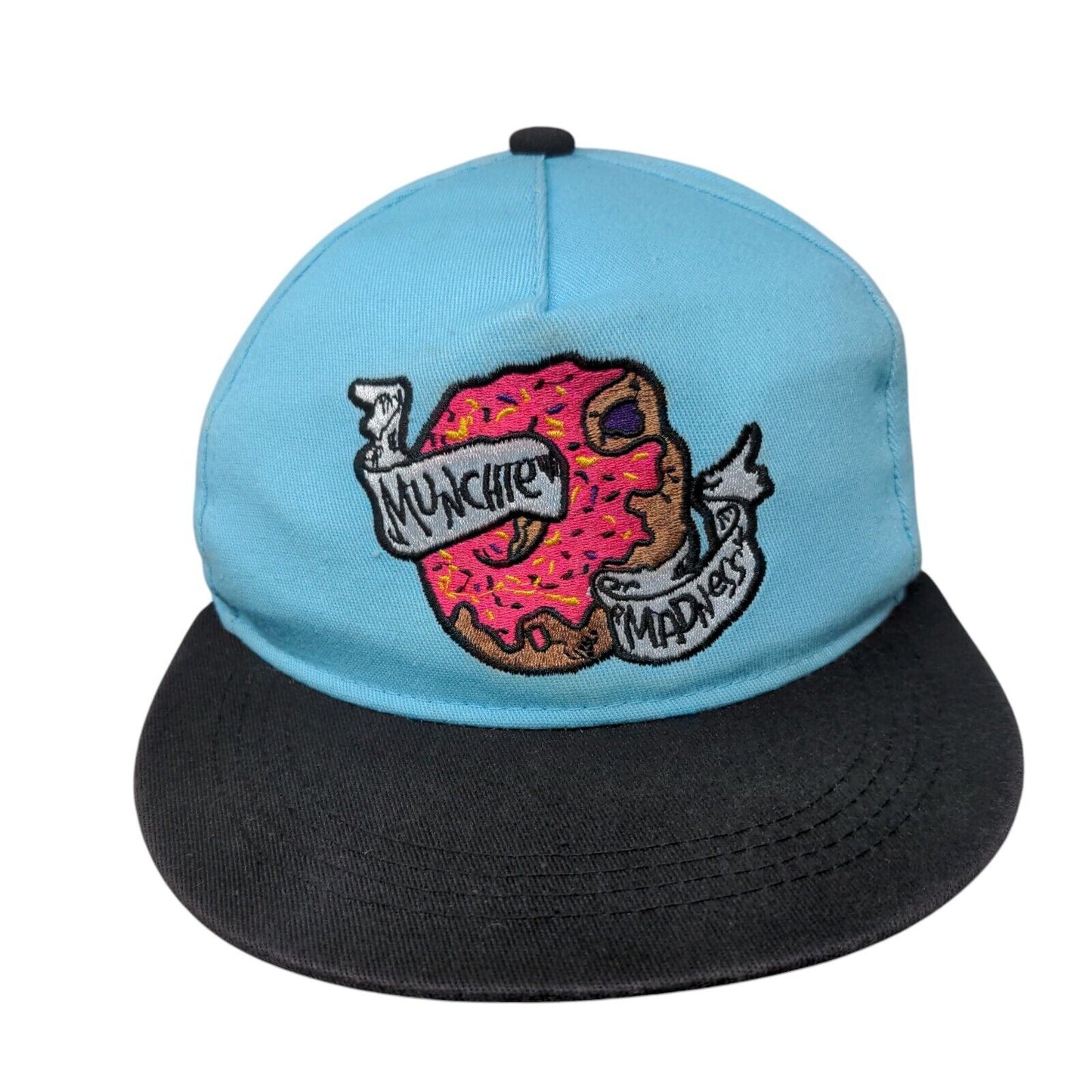 Munchie Madness Snapback Hat Blue One Size Embroidered Colorblock