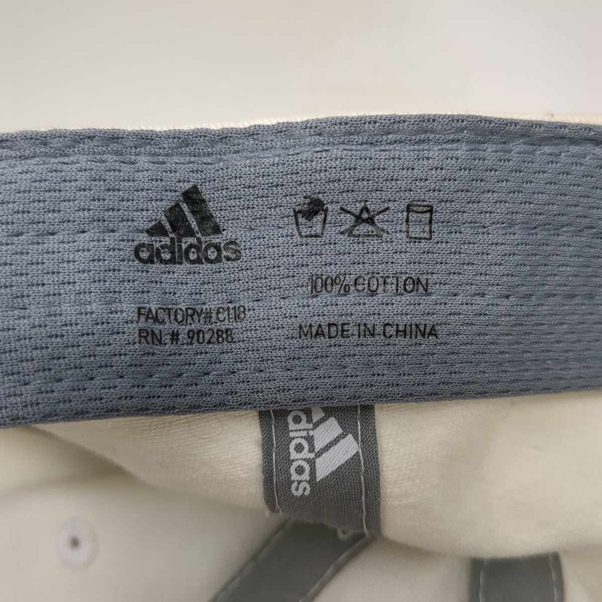Adidas Baseball Cap White One Size Embroidered Logo Cotton Slideback Strap Hat