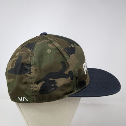 RVCA Snapback Hat Green Blue Camouflage Flat Brim One Size Embroidered Logo