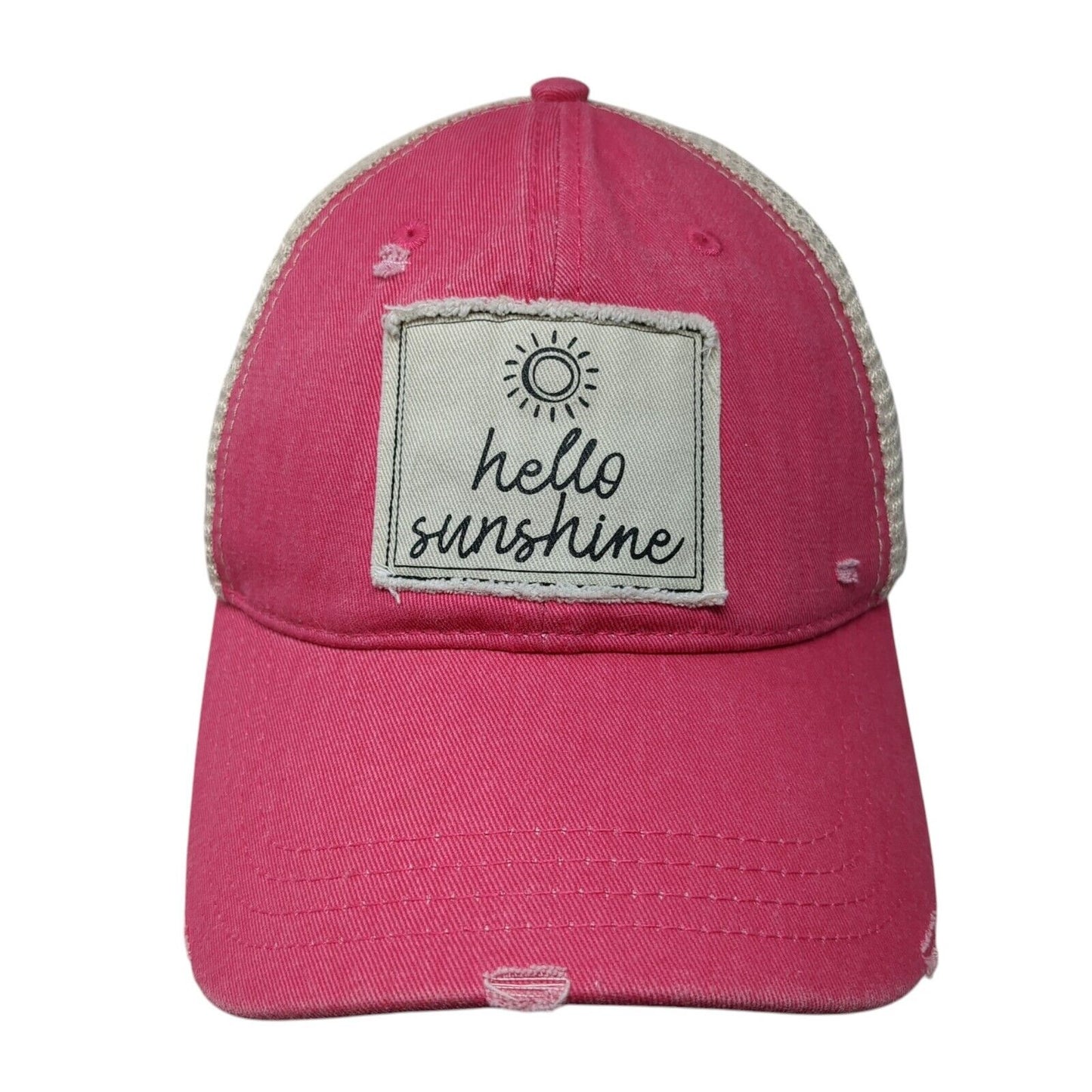 Hello Sunshine Snapbback Trucker Hat Pink One Size Adjustable Mesh Back Karma