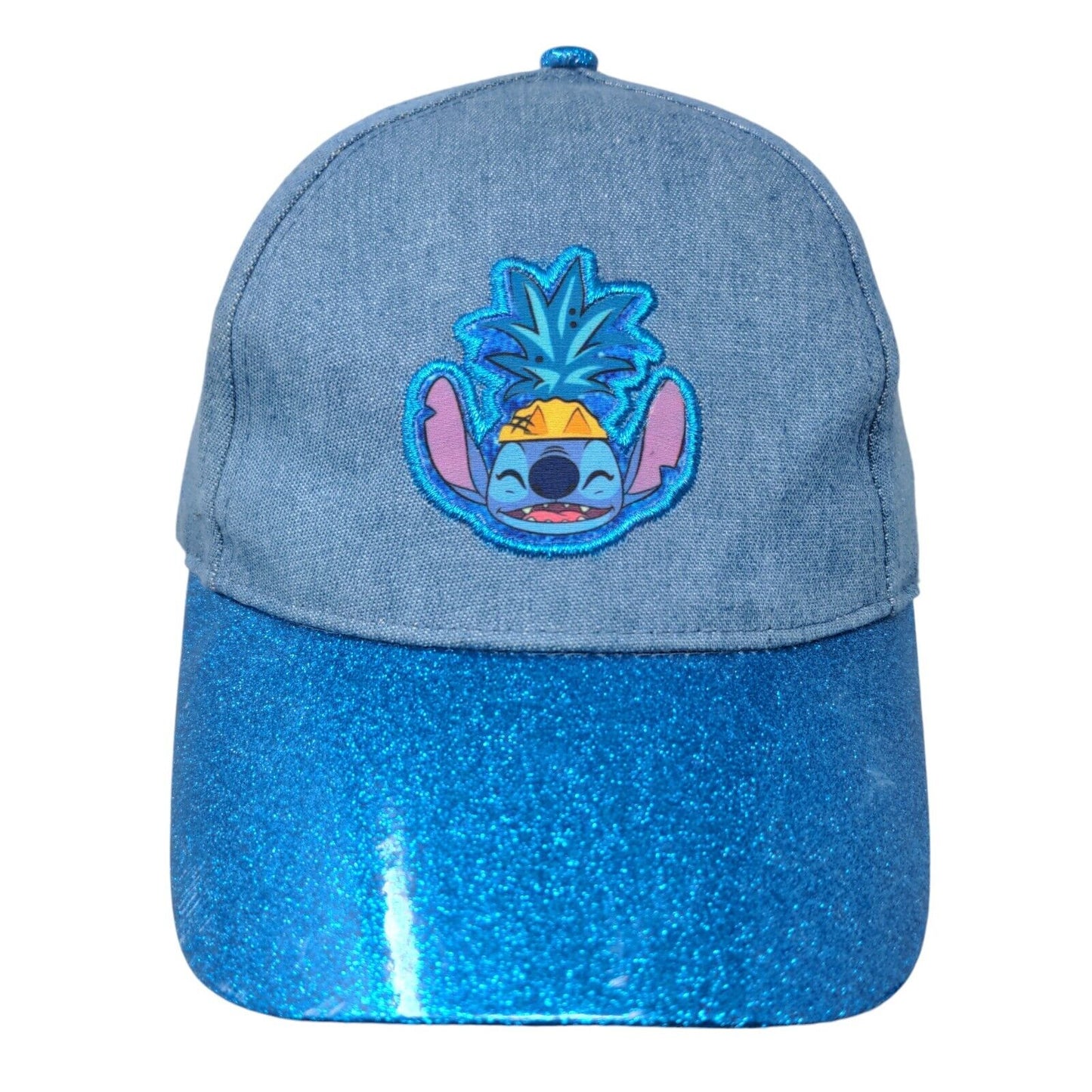 Disney Stitch Strapback Hat Blue OSFM Adjustable Embroidered Glittered