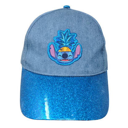Disney Stitch Strapback Hat Blue OSFM Adjustable Embroidered Glittered