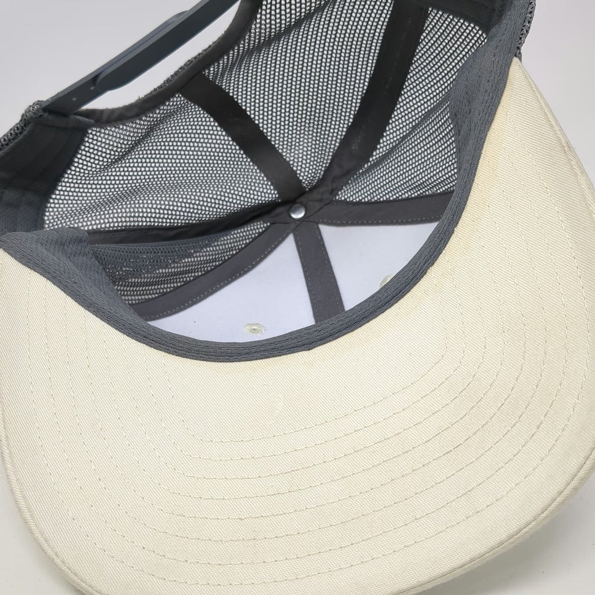 Columbia Trucker Hat Beige Gray One Size Snapback Mesh Shield Patch Portland OR