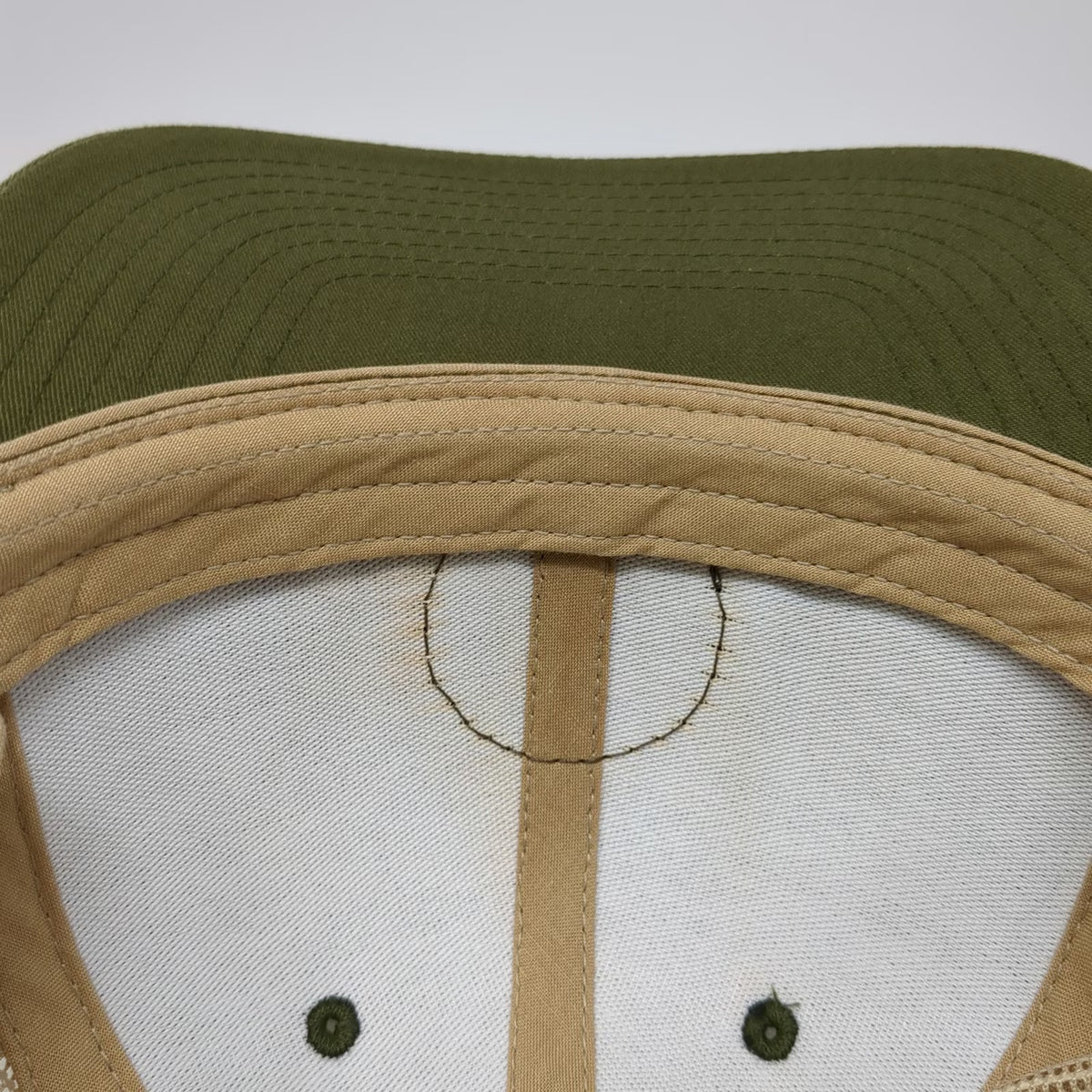 Yupoong Trucker Hat Green Beige One Size Idaho Steel Leather Patch Snapback Mesh