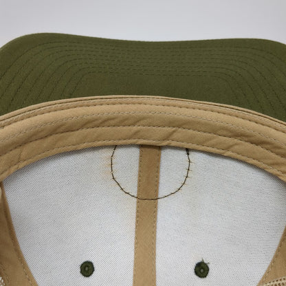 Yupoong Trucker Hat Green Beige One Size Idaho Steel Leather Patch Snapback Mesh