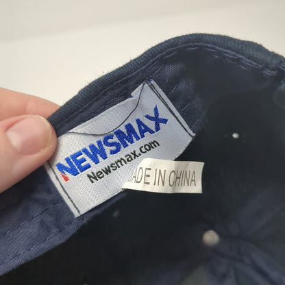 Newsmax Strapback Hat Blue One Size Adjustable Embroidered Solid 6 Panel