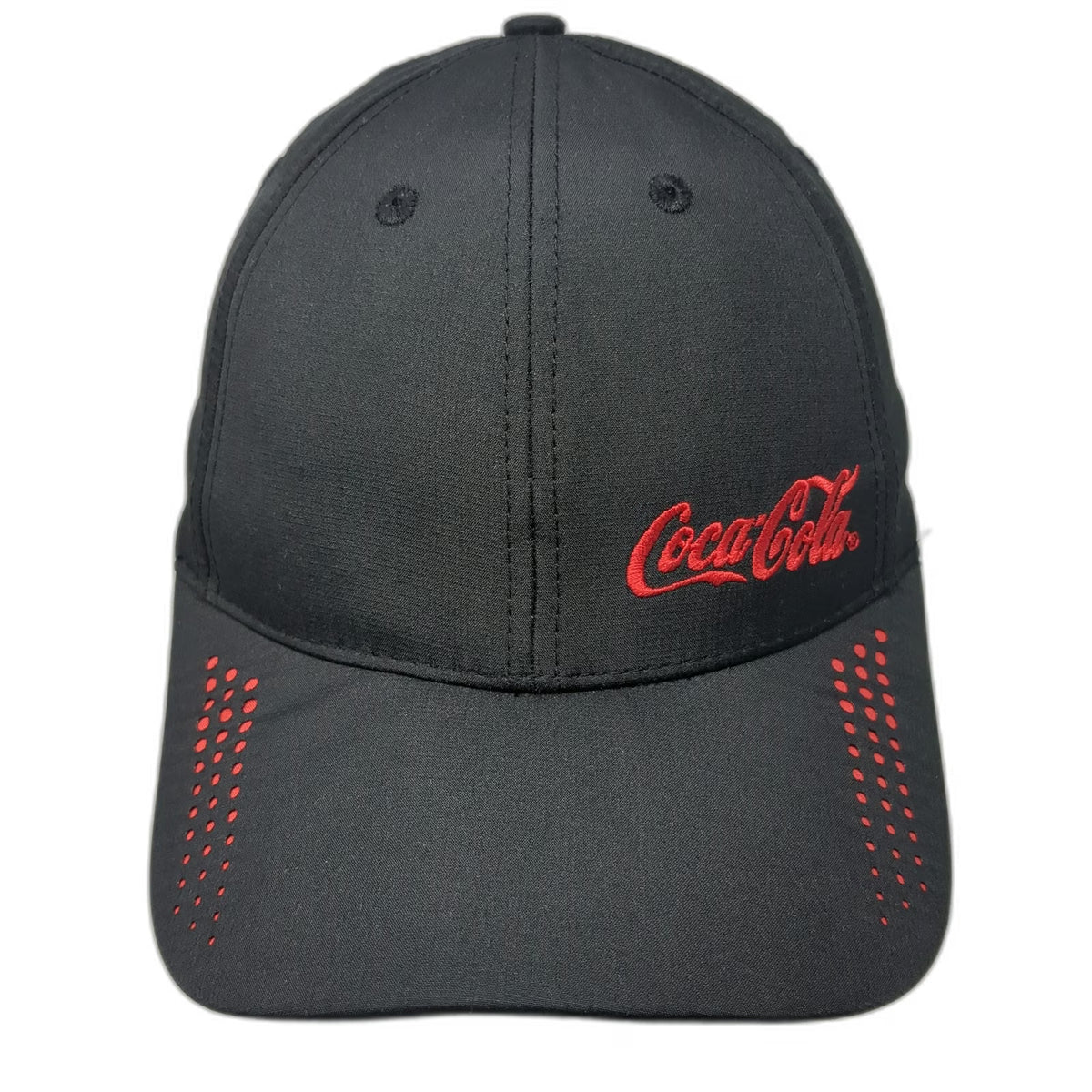 Quake City Caps Baseball Cap Black Red One Size Coca-Cola Moisture Wicking Hat