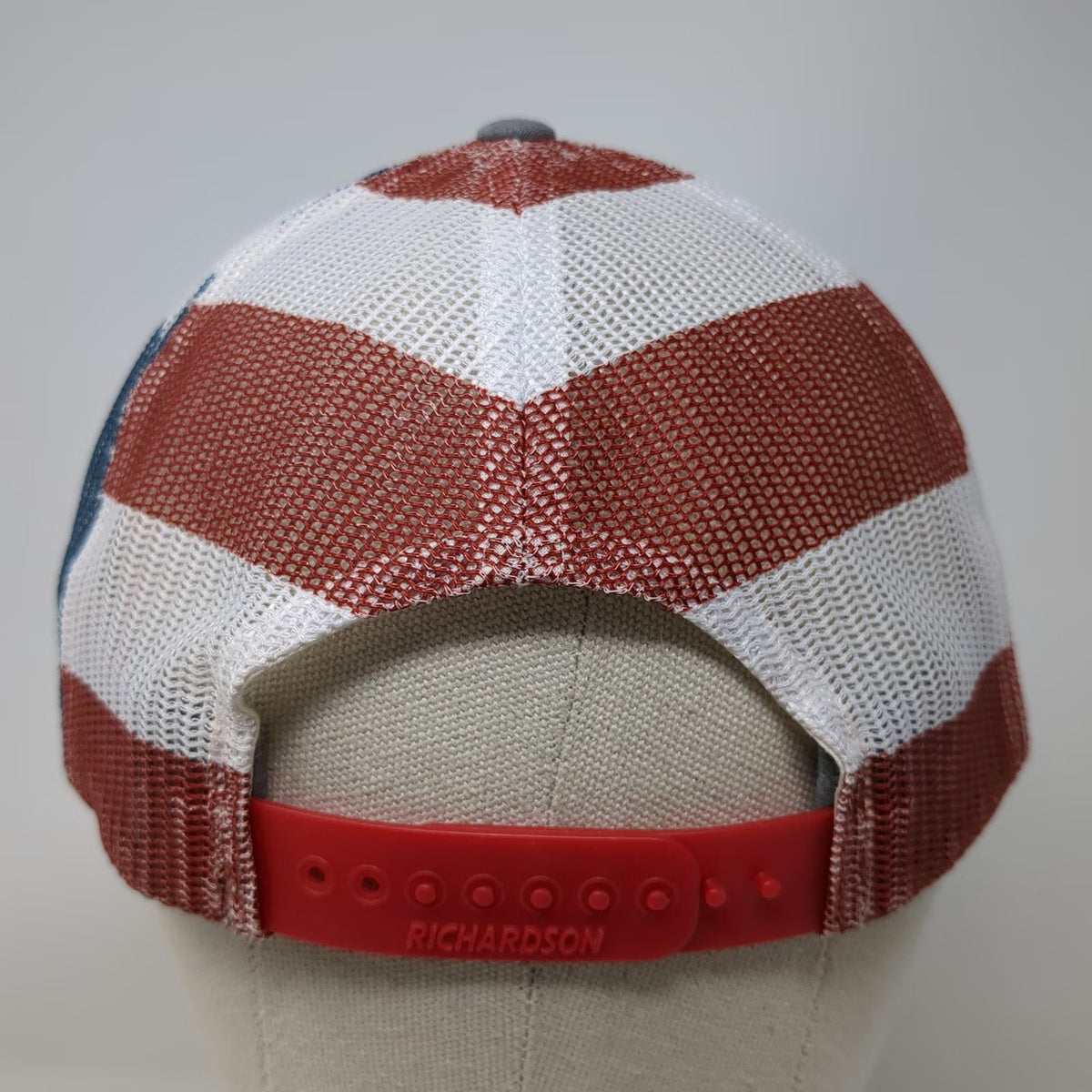 Richardson Trucker Hat Gray One Size USA Flag Stars Schwartz Sturgeon Pond