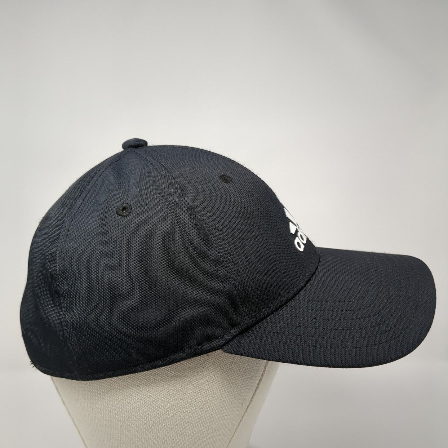 Adidas Strapback Hat Black One Size Adjustable 3 Stripes Logo 6 Panel